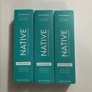 3 Pack Native Toothpaste Whitening, Wild Mint & Peppermint Oil With Fluoride